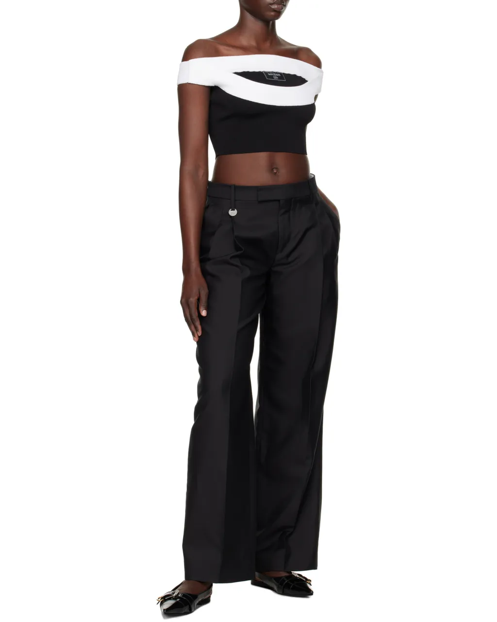 Two-Tone Knit Cropped Top