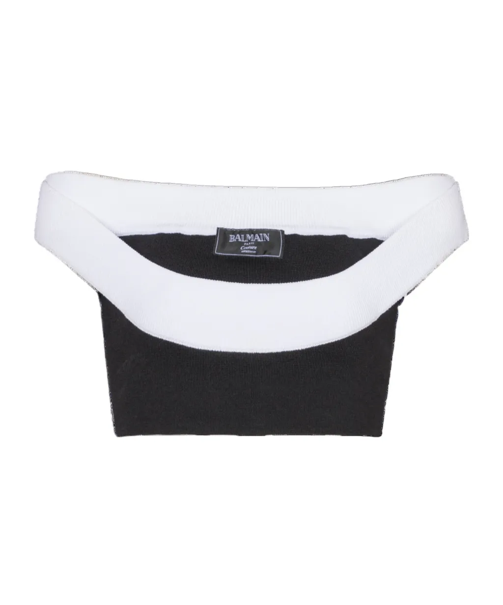 Two-Tone Knit Cropped Top