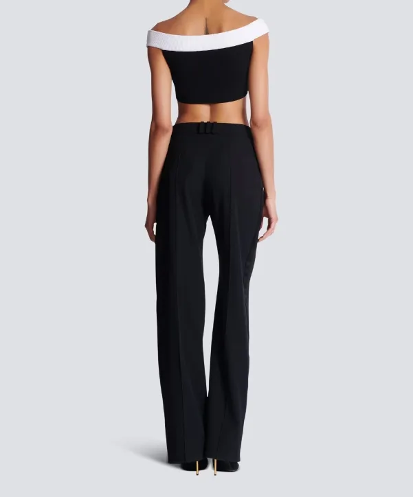 Two-Tone Knit Cropped Top