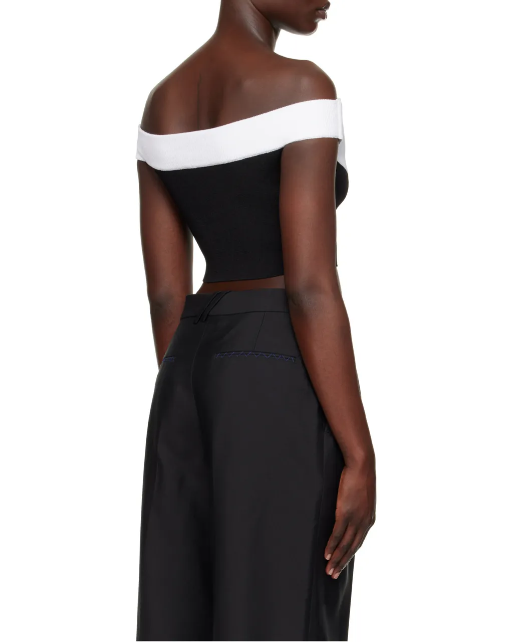 Two-Tone Knit Cropped Top