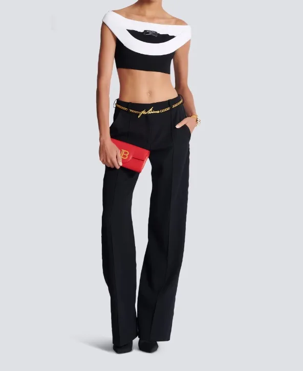 Two-Tone Knit Cropped Top