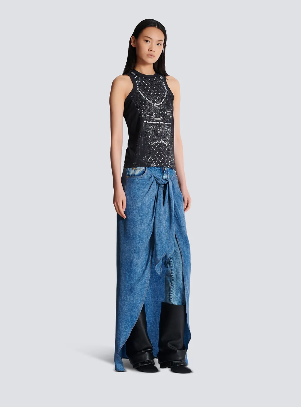 Faux Embroidery Print Soft Tank Top