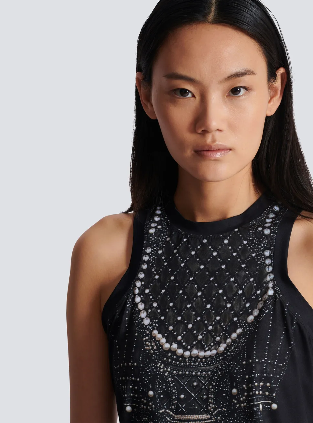 Faux Embroidery Print Soft Tank Top