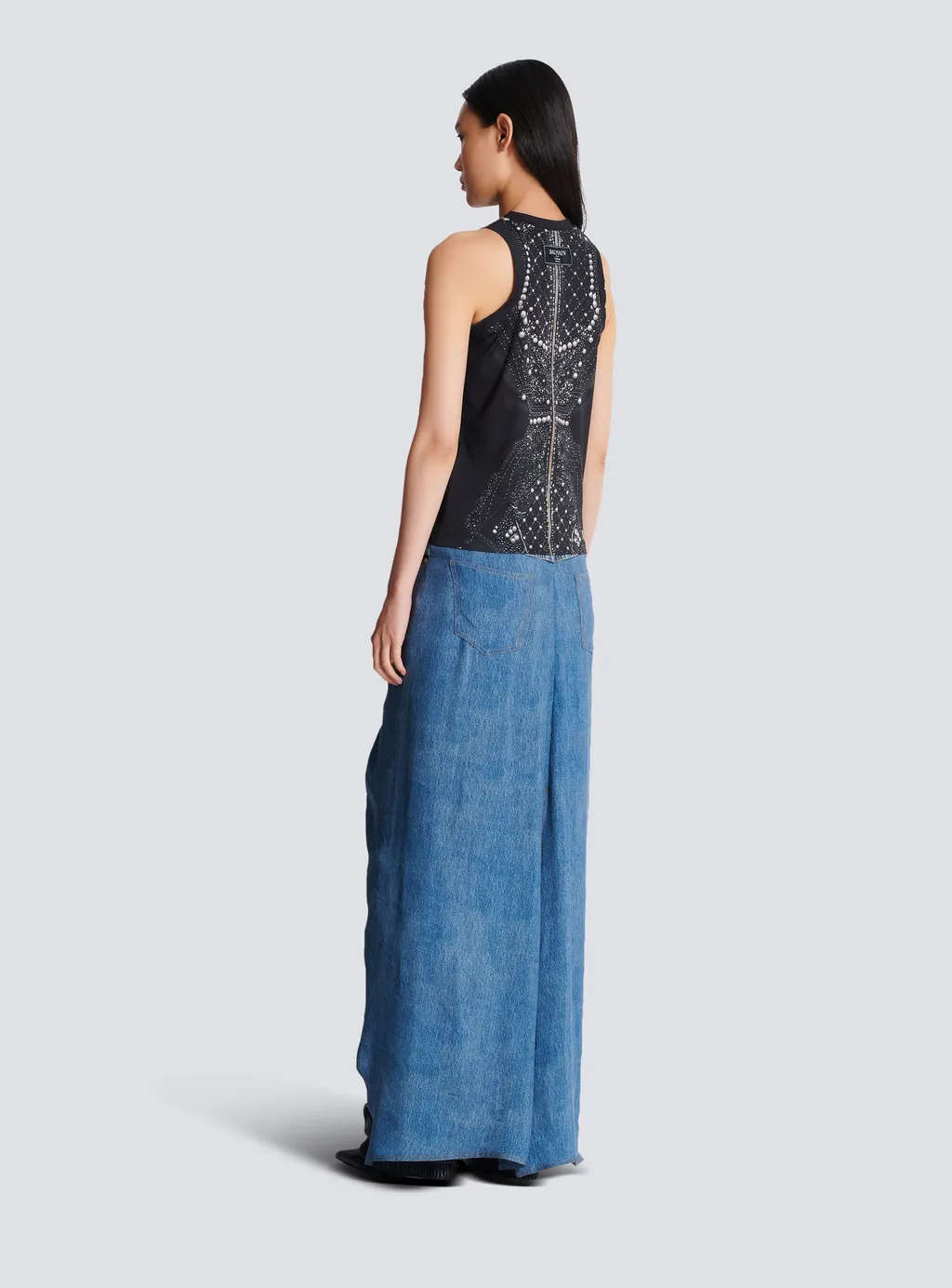 Faux Embroidery Print Soft Tank Top