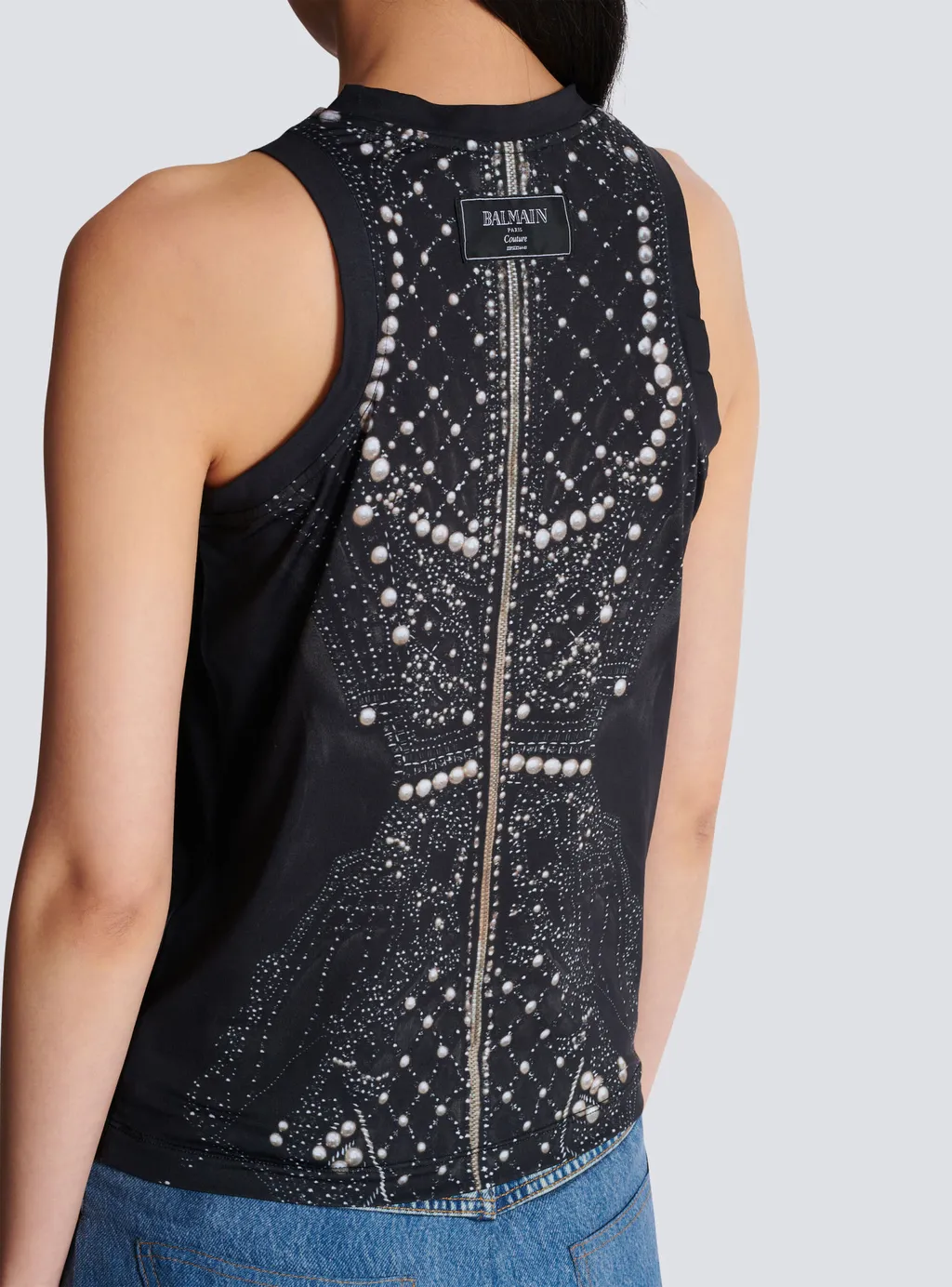 Faux Embroidery Print Soft Tank Top
