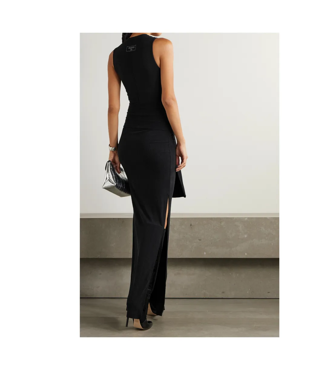 Cut Out Detailed Ribbed Maxi Dress