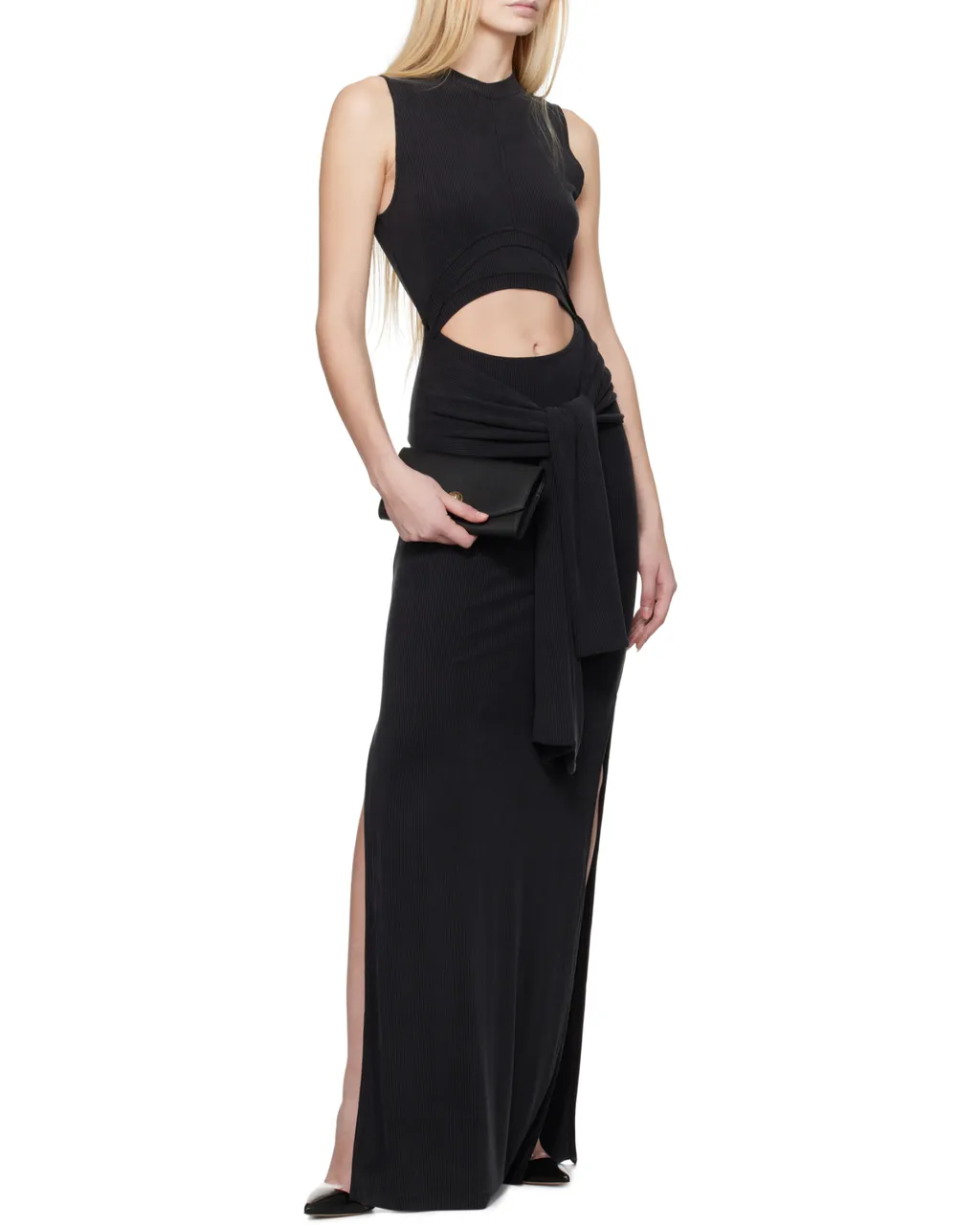 Cut Out Detailed Ribbed Maxi Dress
