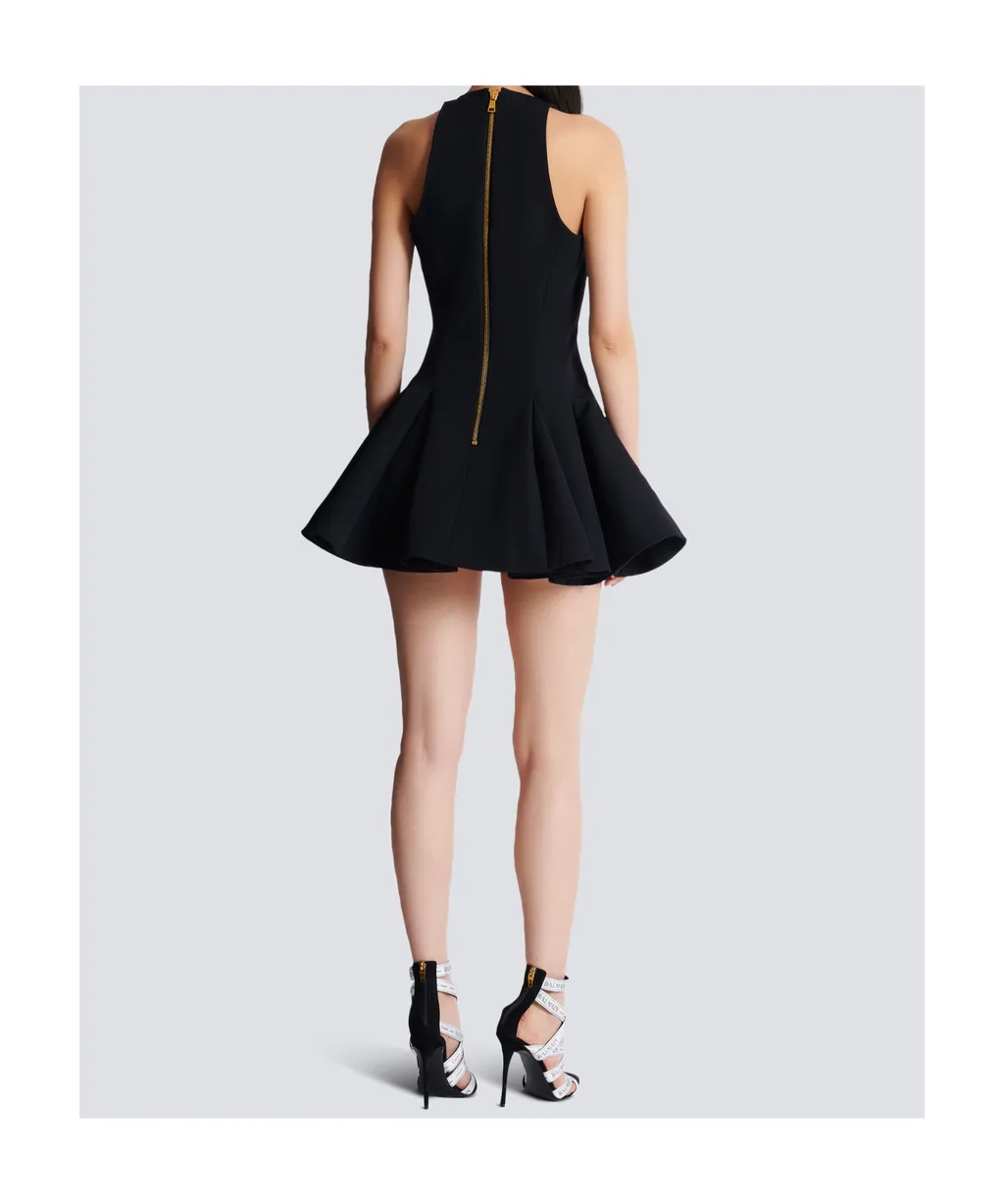 Flared Pleated Grain De Poudre Dress