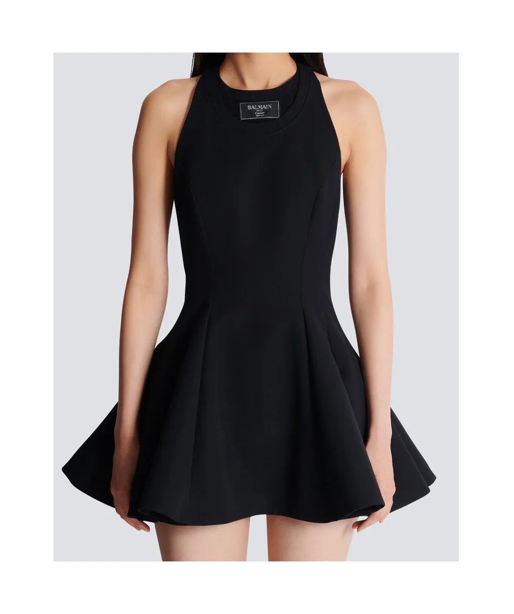 Flared Pleated Grain De Poudre Dress