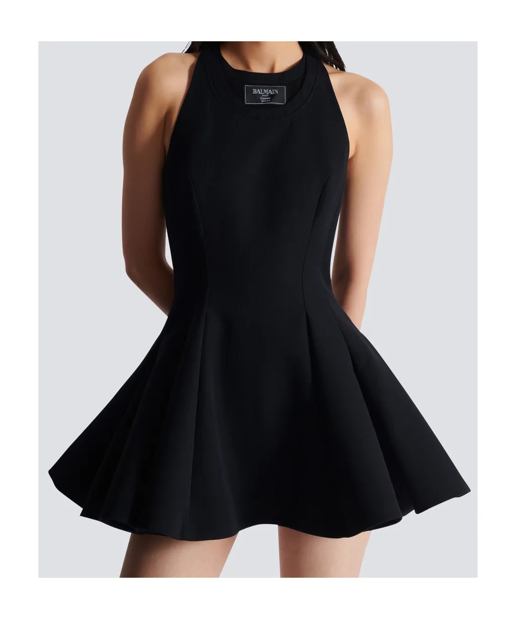 Flared Pleated Grain De Poudre Dress