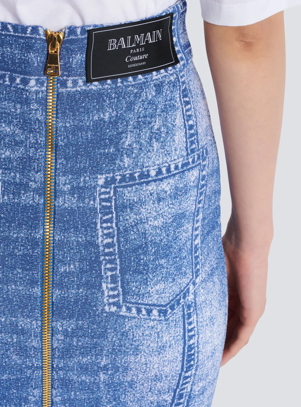 Midi Skirt In Jacquard Knit With Denim Effect
