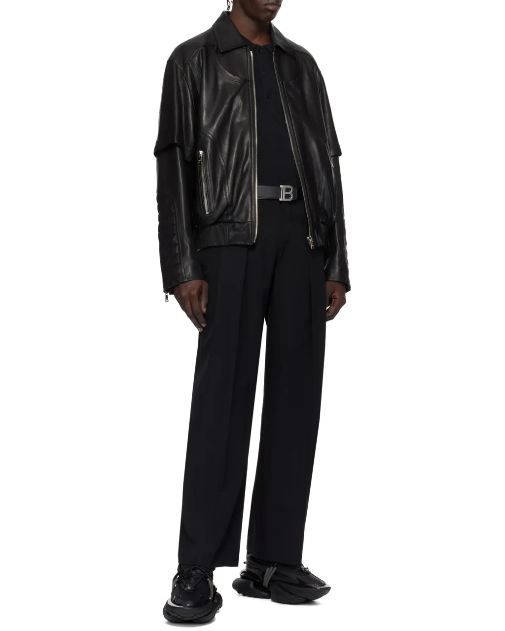 Layered Leather Jacket