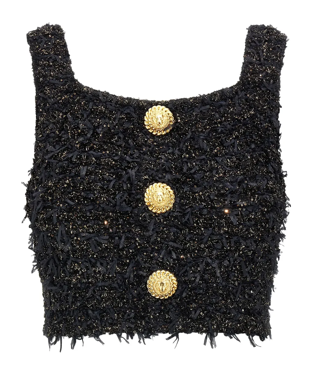 Cropped Tweed Top