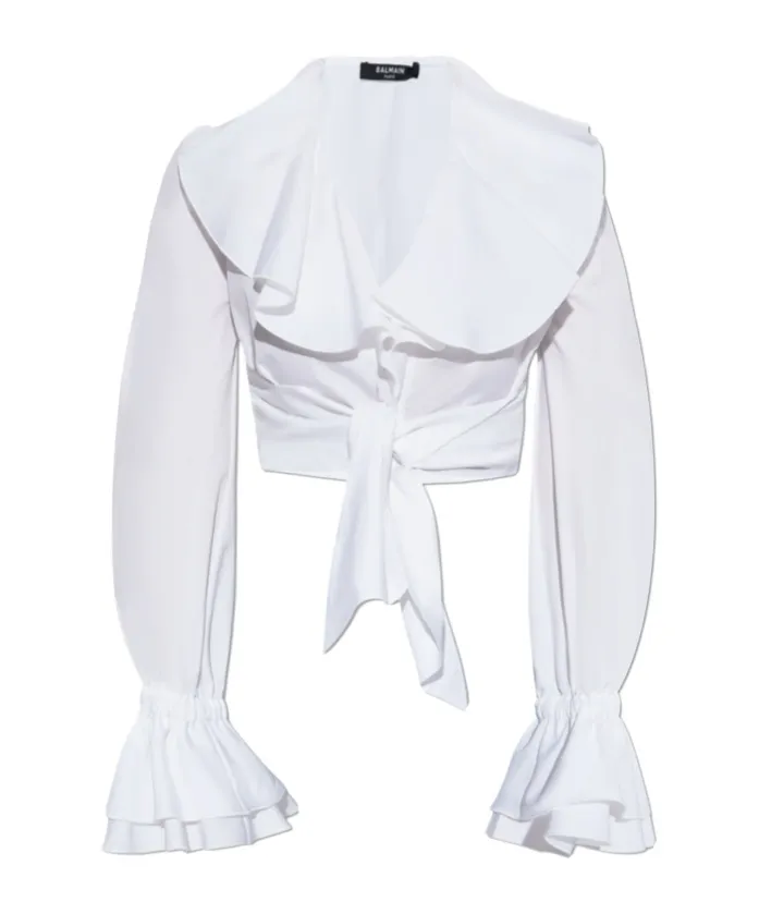 Ruffle Detailed Cropped Shirt