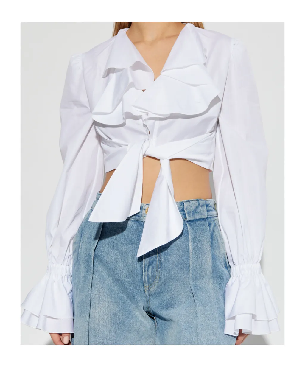 Ruffle Detailed Cropped Shirt
