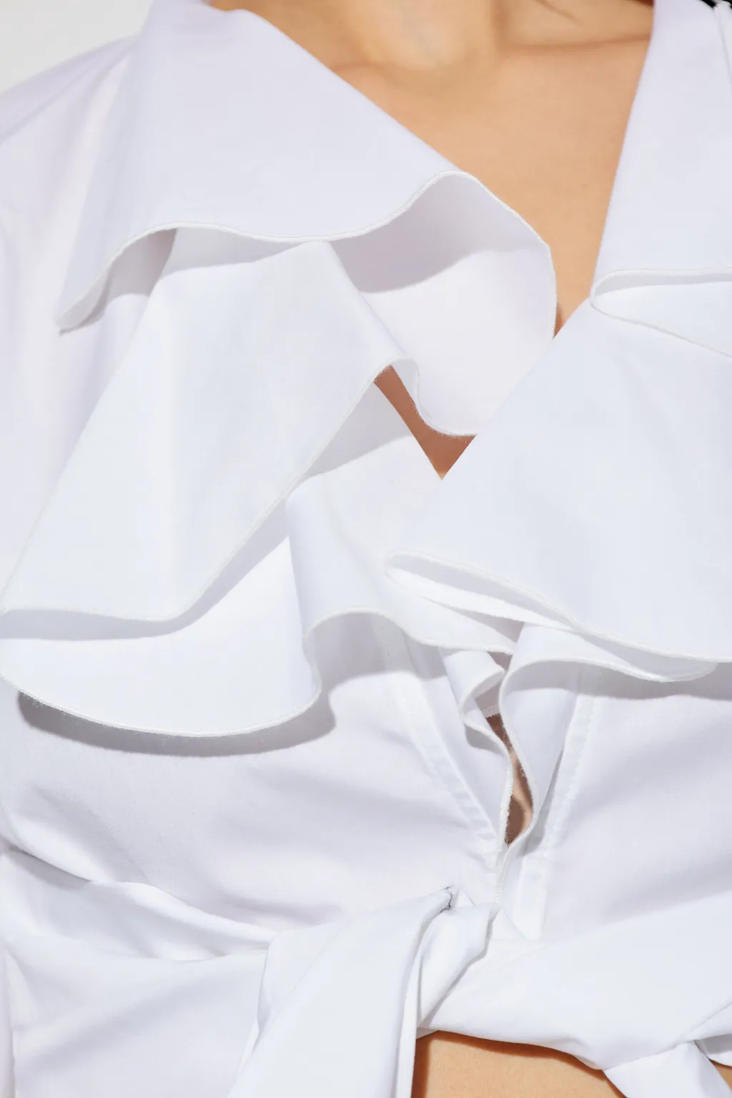 Ruffle Detailed Cropped Shirt