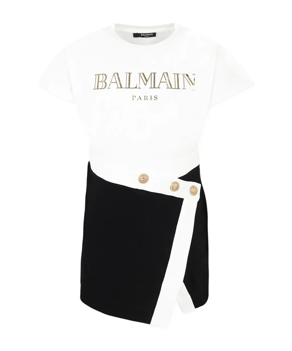 Logo Printed Panelled Dress