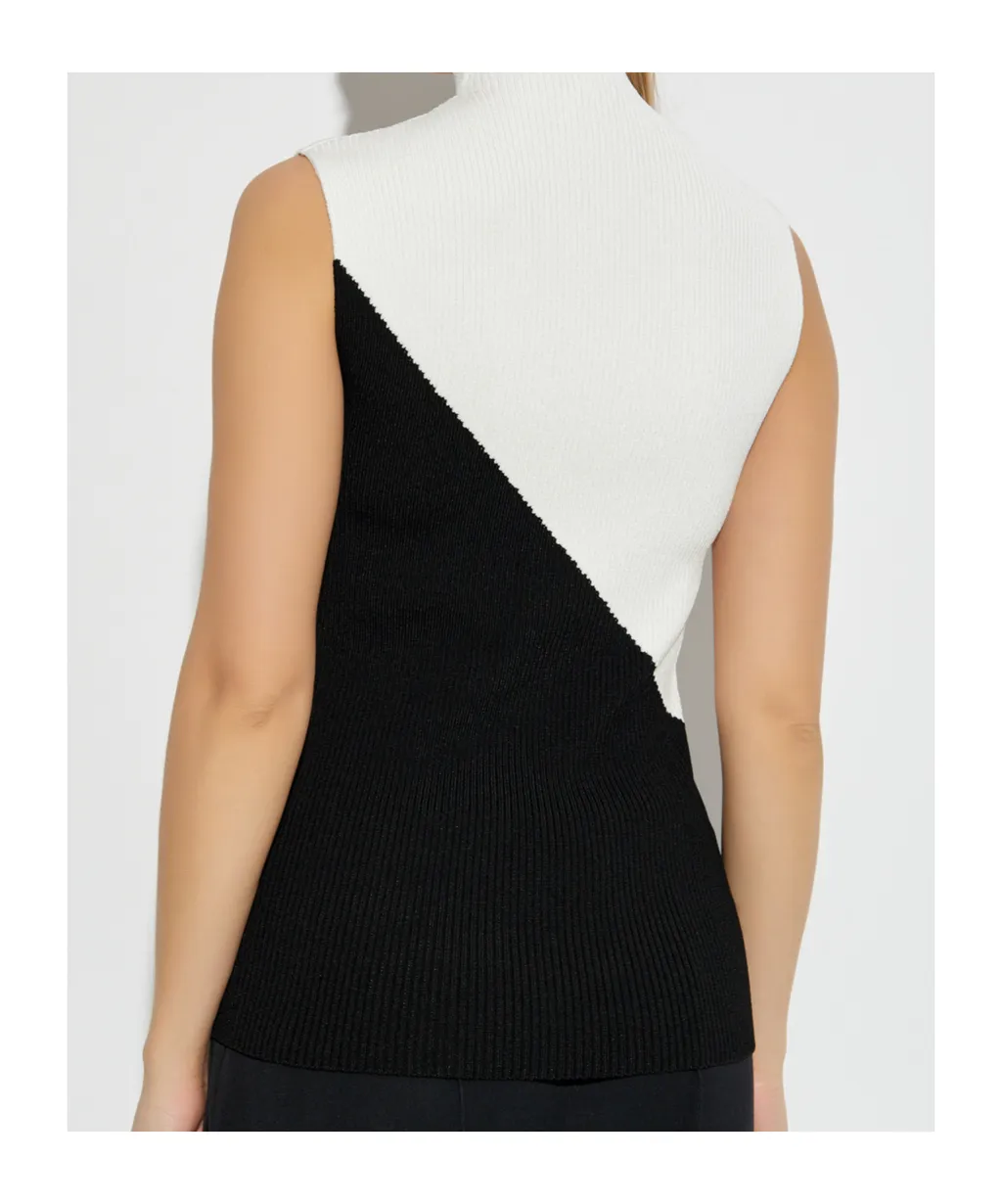 Logo Intarsia Turtleneck Ribbed Top