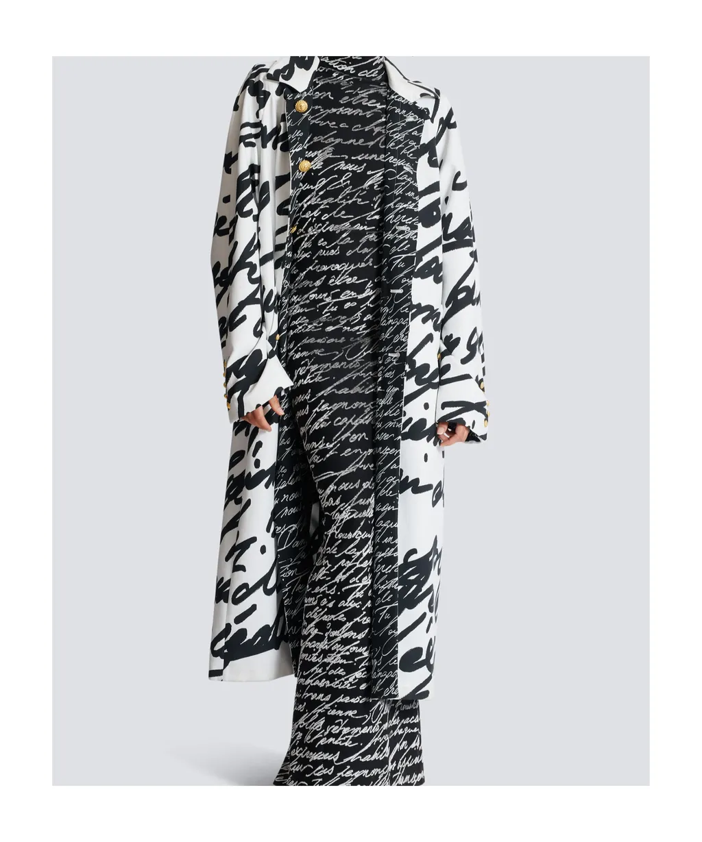 Love Letter Printed Long Reversible Coat