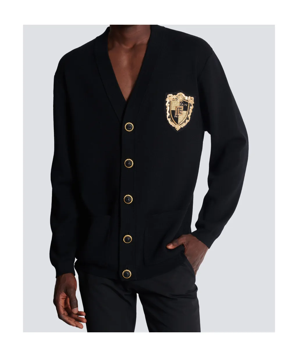 Embroidered Patch Knitted Cardigan