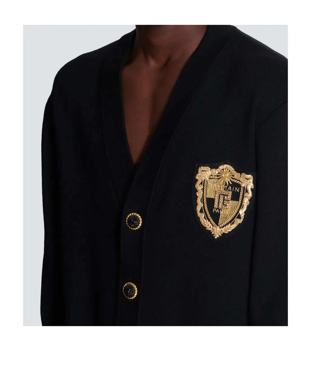Embroidered Patch Knitted Cardigan