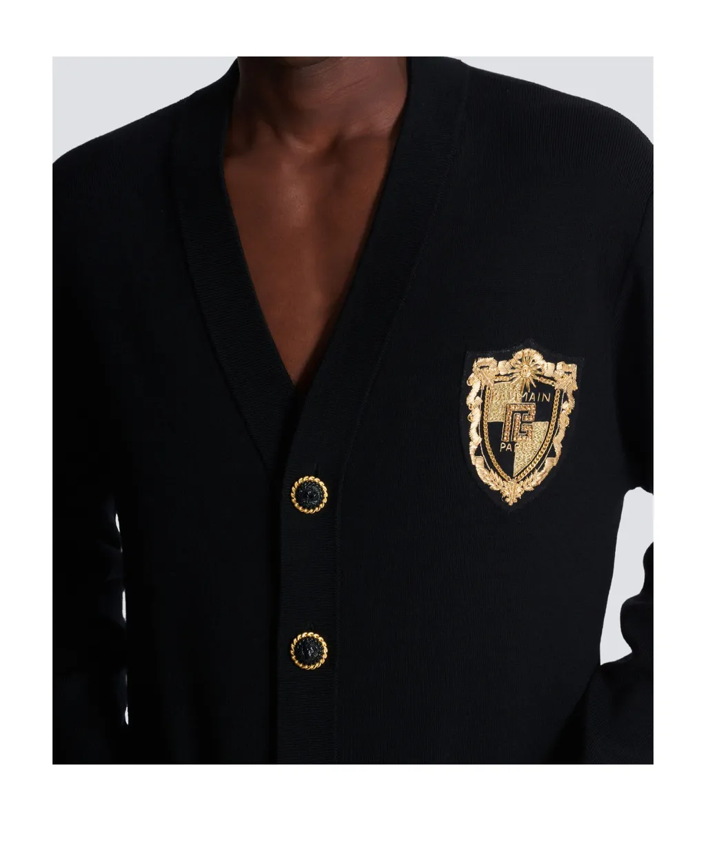 Embroidered Patch Knitted Cardigan