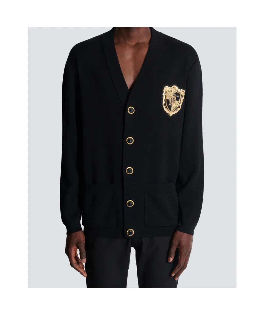 Embroidered Patch Knitted Cardigan