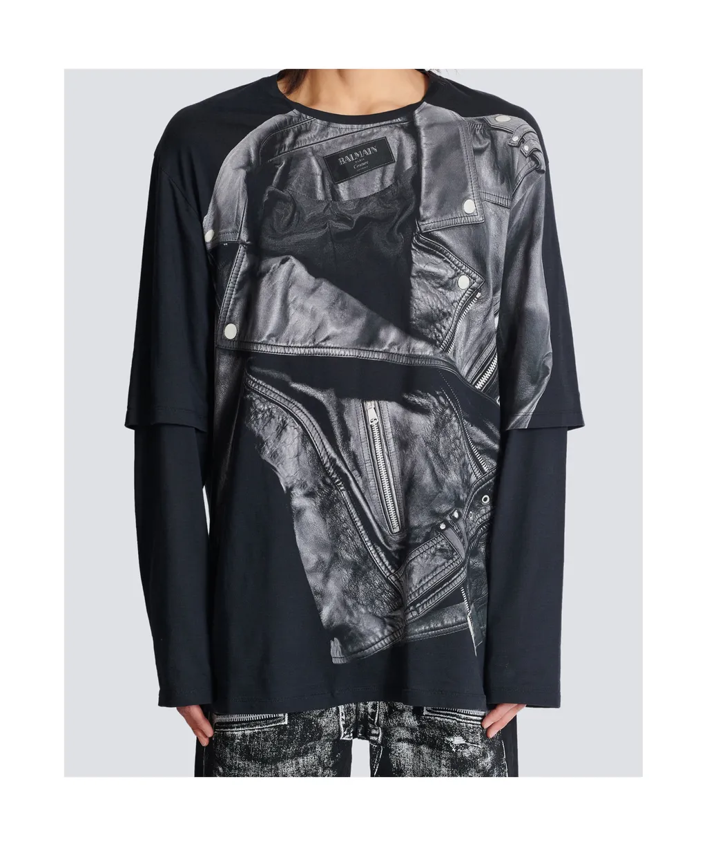 Biker Jacket Printed Long Sleeved T-Shirt