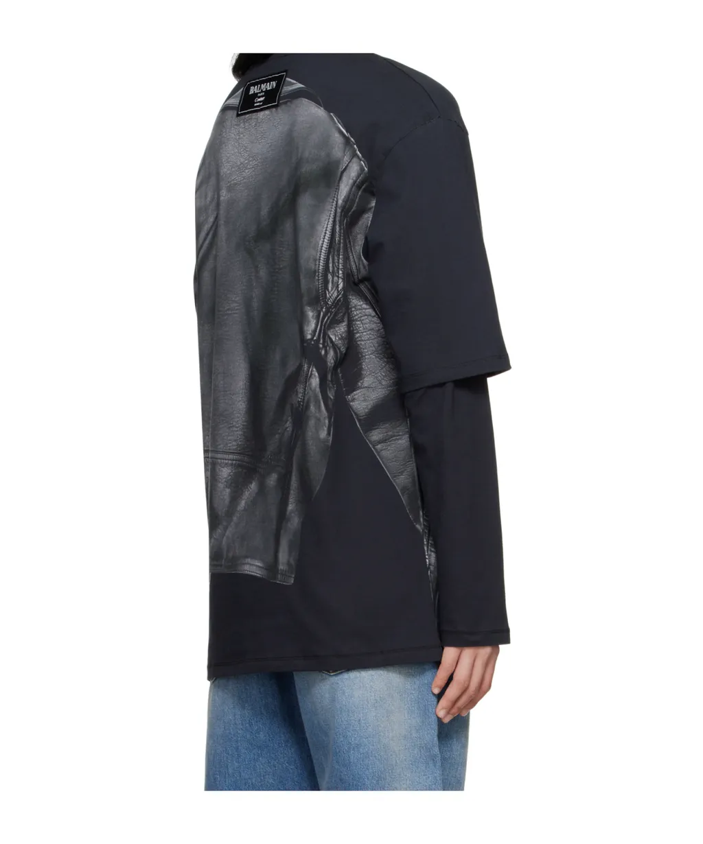 Biker Jacket Printed Long Sleeved T-Shirt
