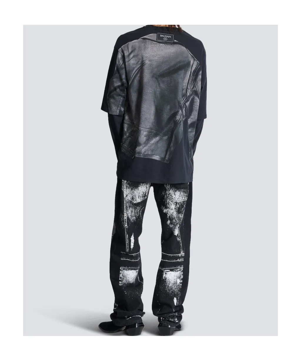 Biker Jacket Printed Long Sleeved T-Shirt