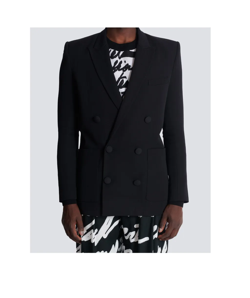 Double-Breasted Buttoned Blazer