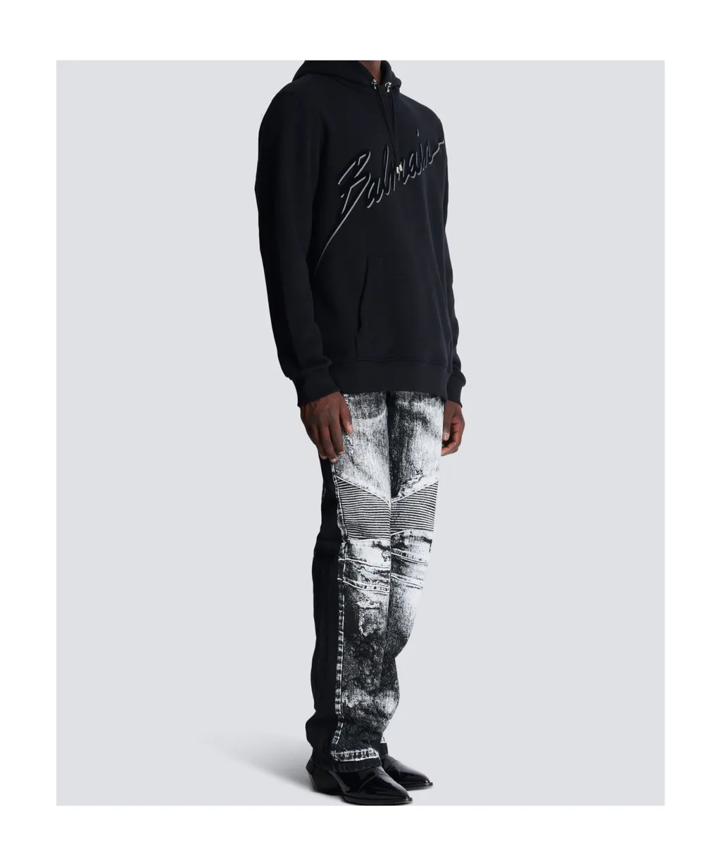 Flocked-Logo Drawstring Hoodie