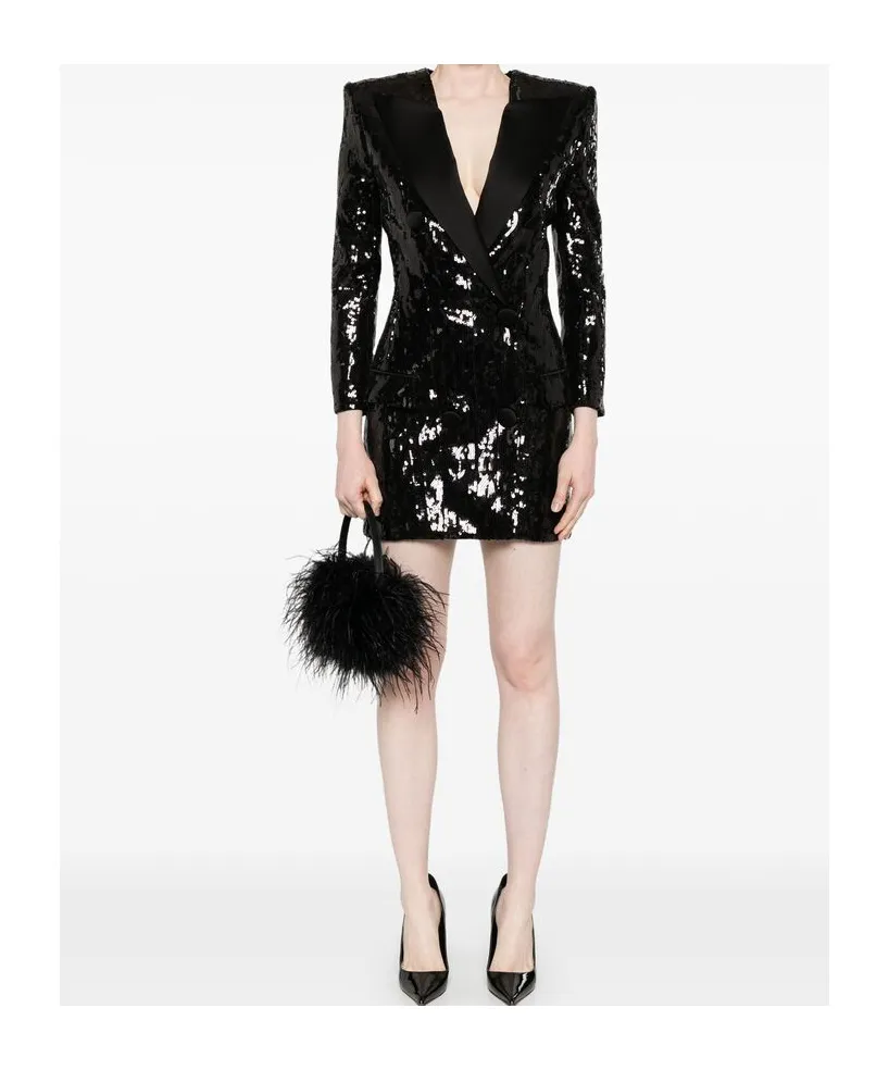 V-Neck Sequinned Mini Dress