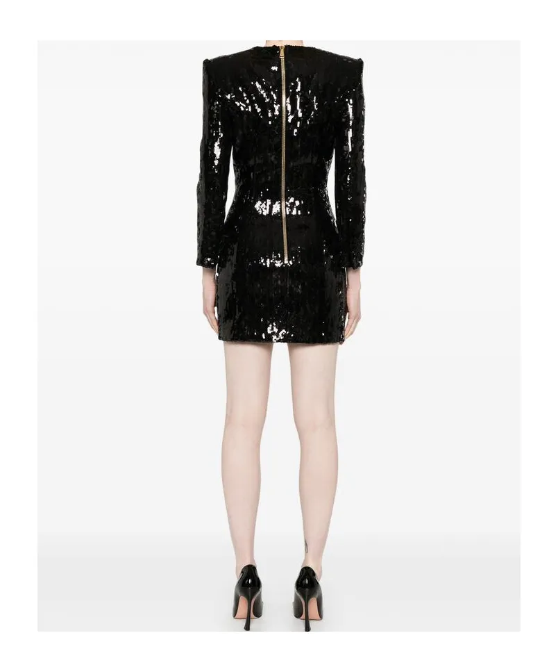 V-Neck Sequinned Mini Dress