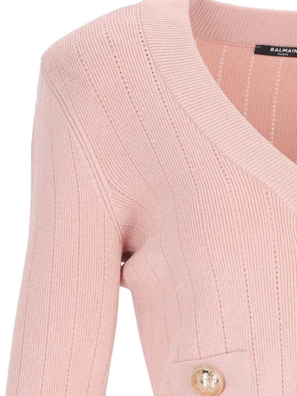 Button Embellished Ribbed Knit Cardigan