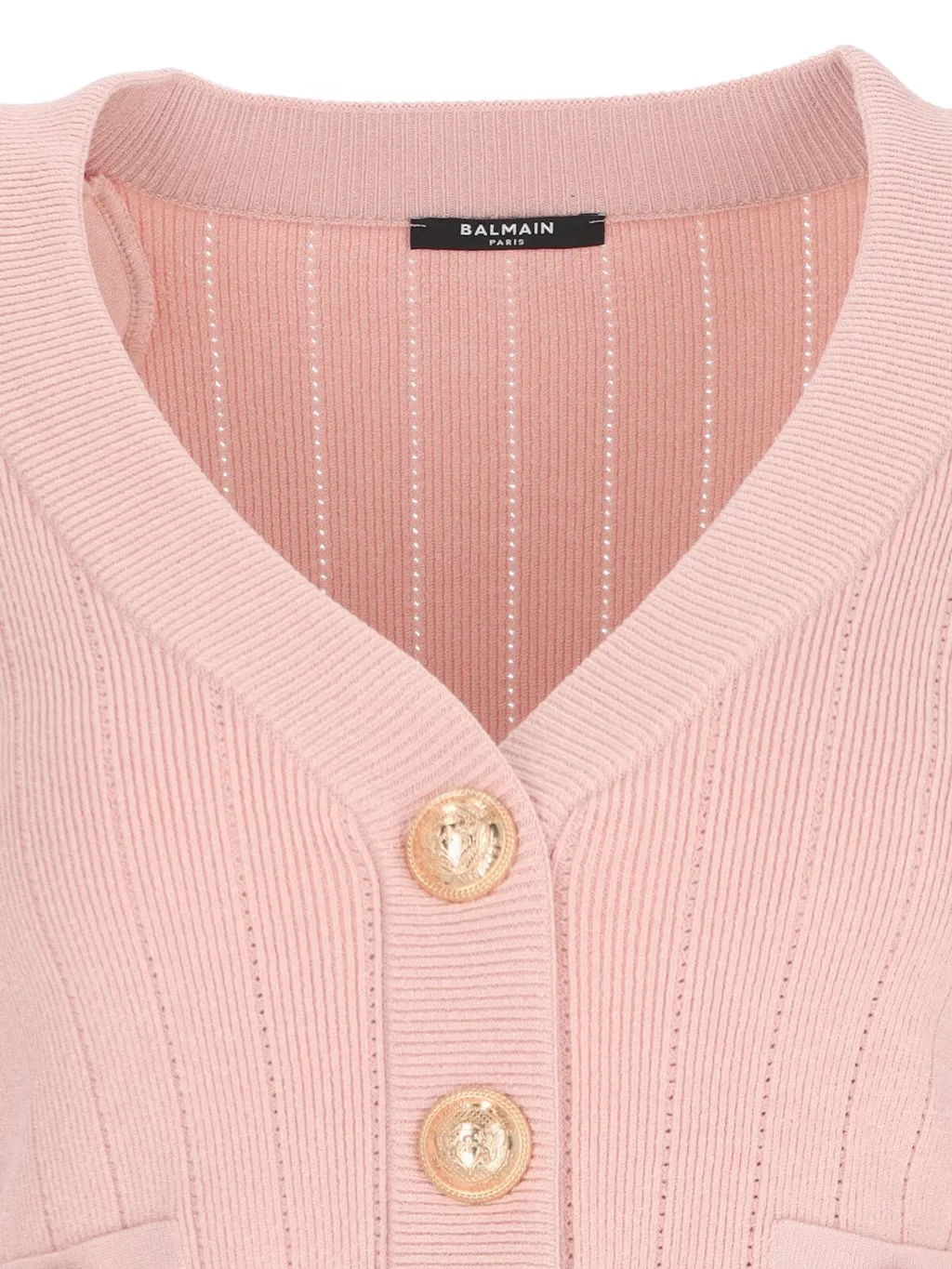 Button Embellished Ribbed Knit Cardigan