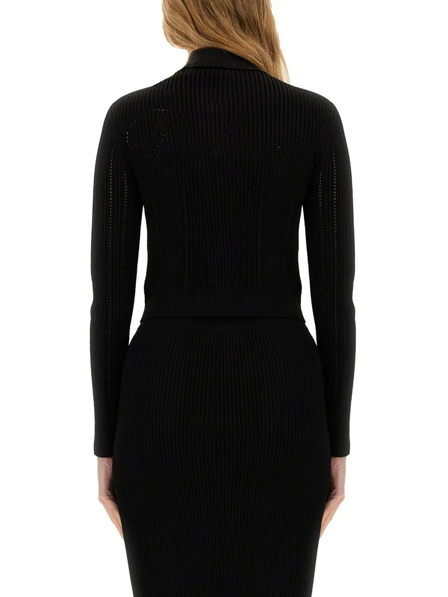 Long Sleeved Cropped Knitted Cardigan