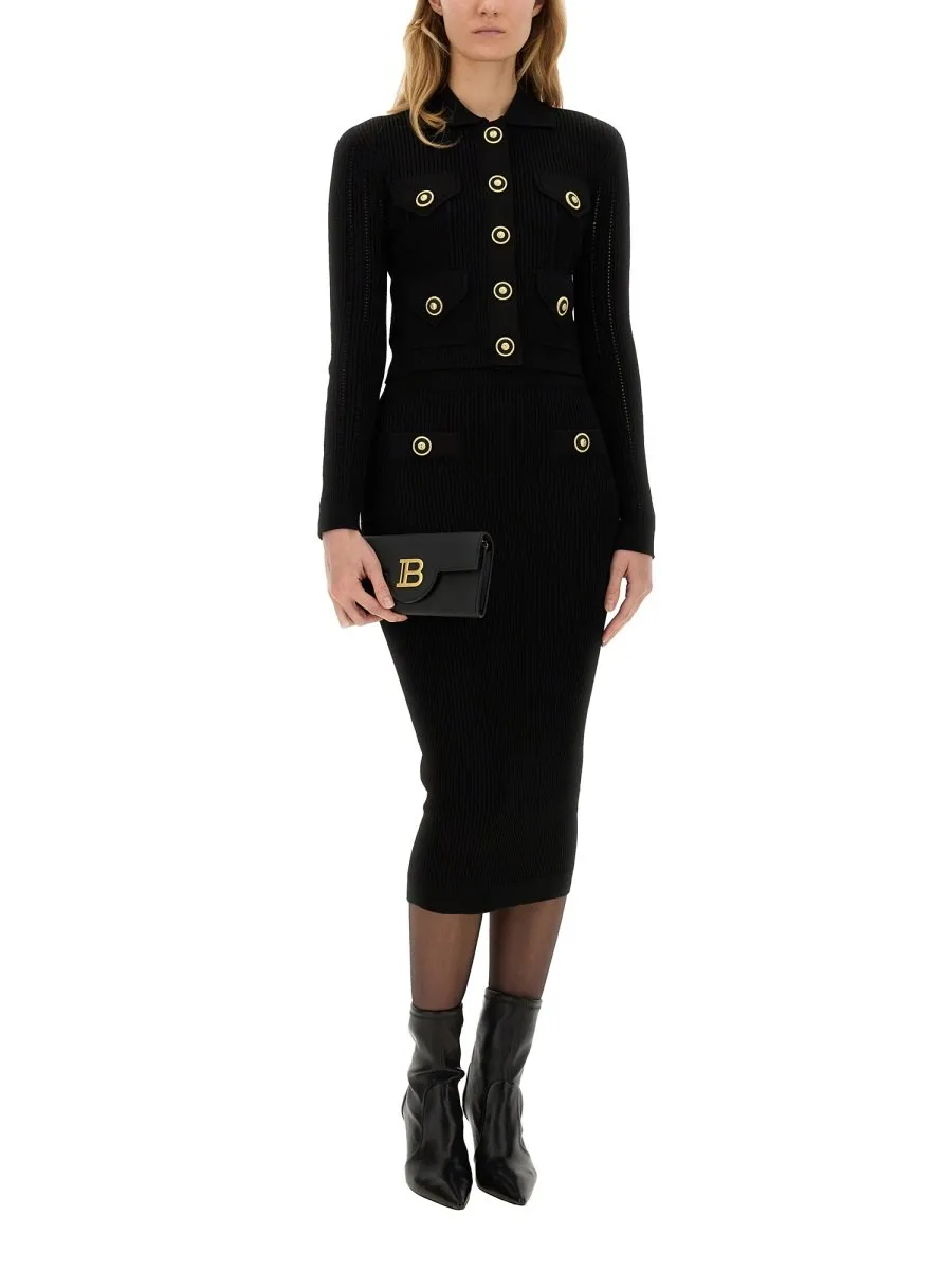 Long Sleeved Cropped Knitted Cardigan