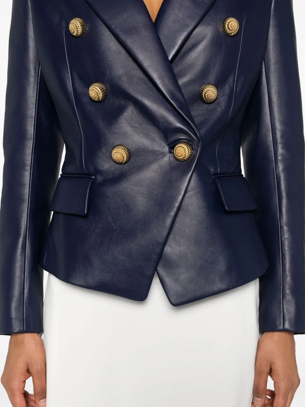 Leather 6-Button Blazer
