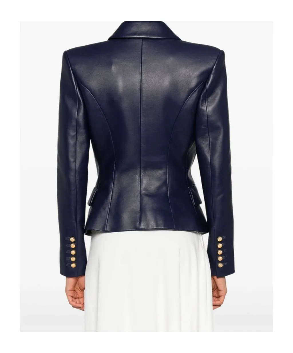 Leather 6-Button Blazer