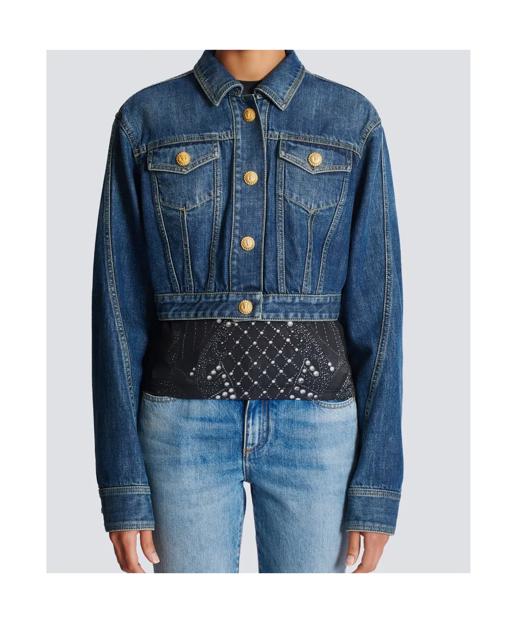 Cropped Faded Denim Jacket