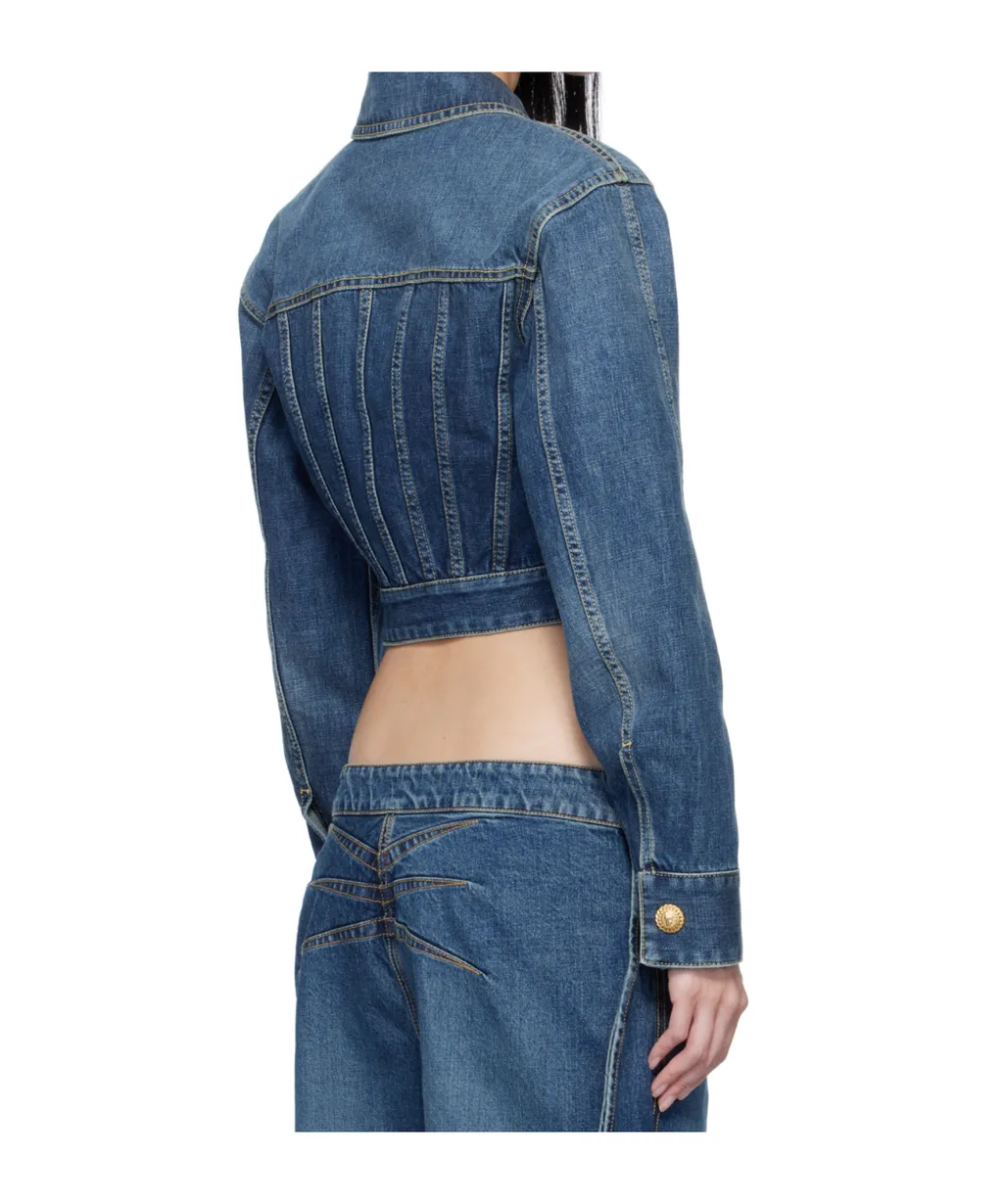 Cropped Faded Denim Jacket
