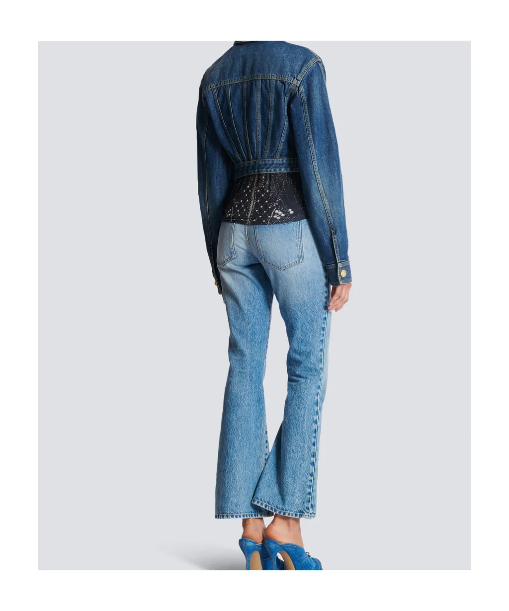 Cropped Faded Denim Jacket