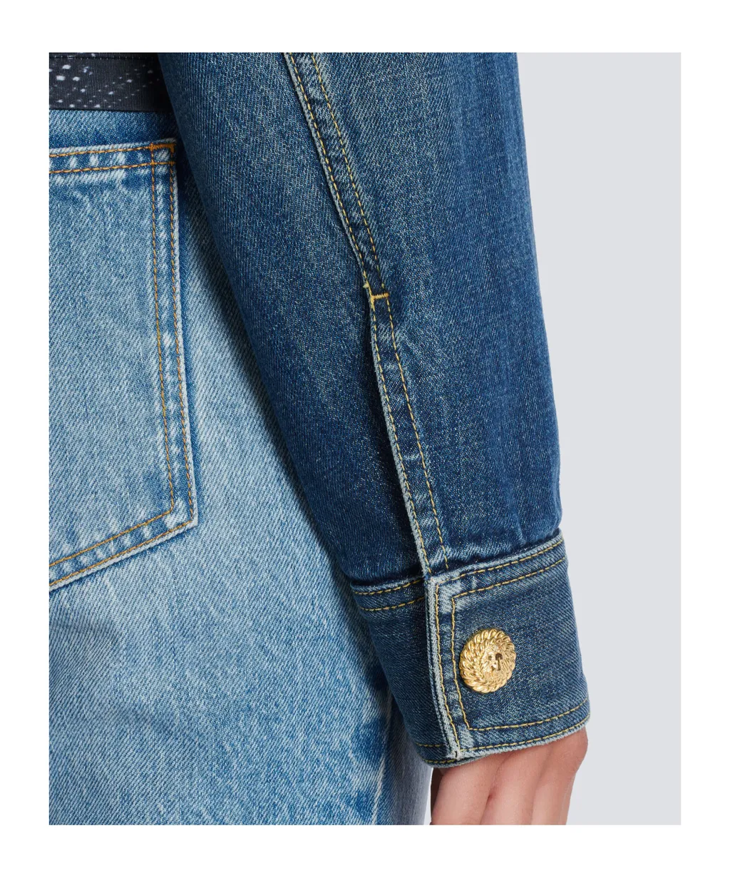Cropped Faded Denim Jacket