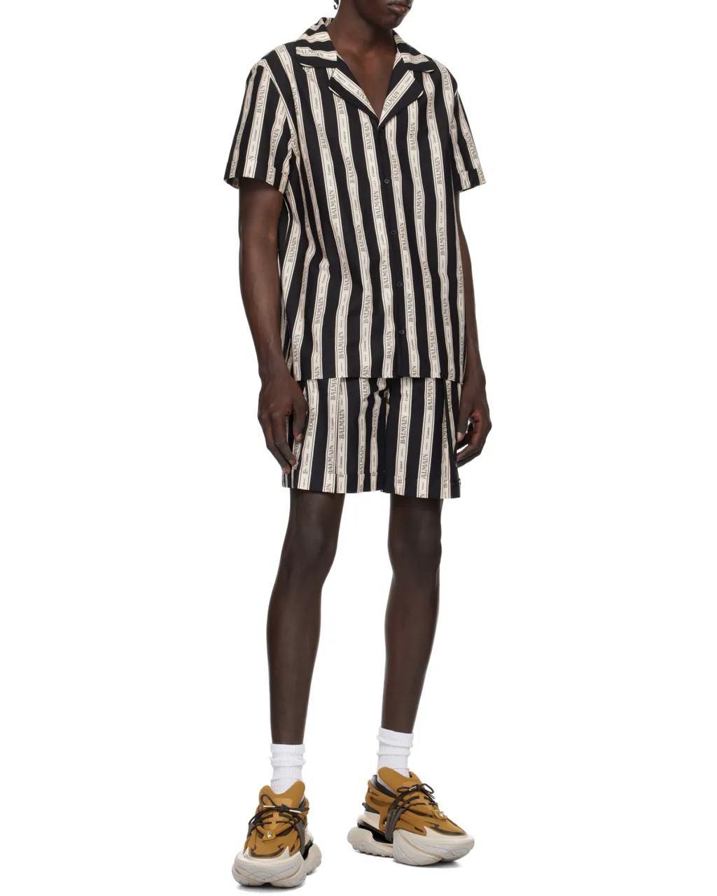 Striped Collared Short-Sleeved Shirt