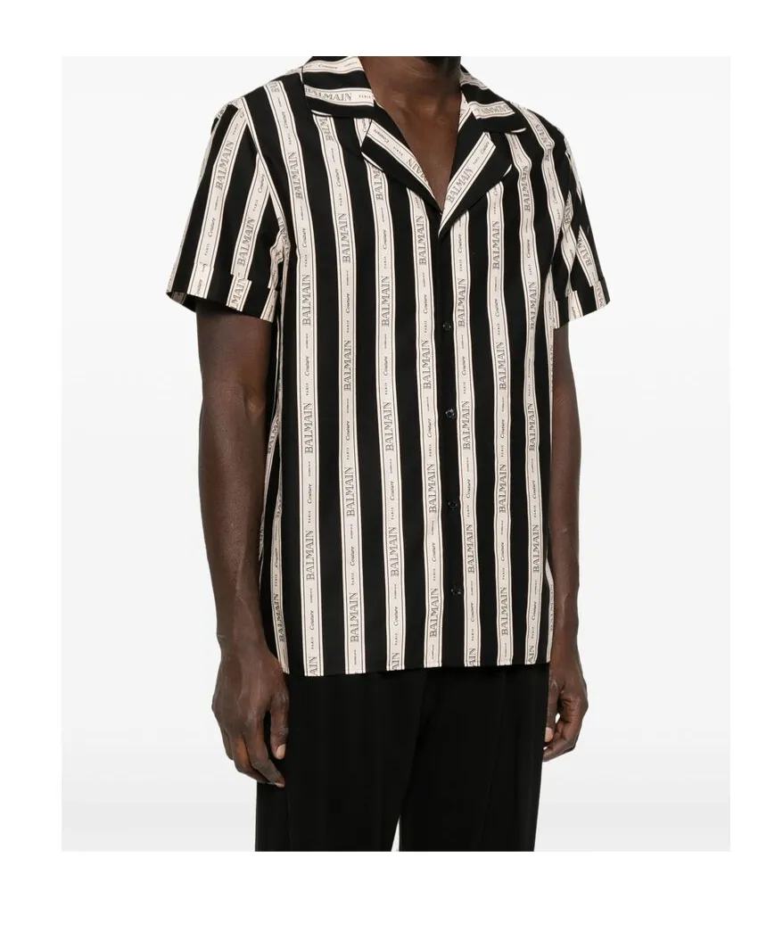 Striped Collared Short-Sleeved Shirt