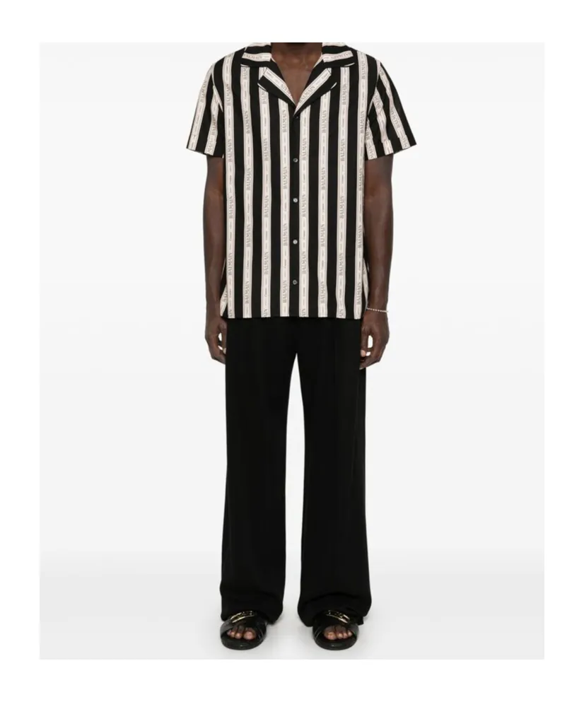 Striped Collared Short-Sleeved Shirt