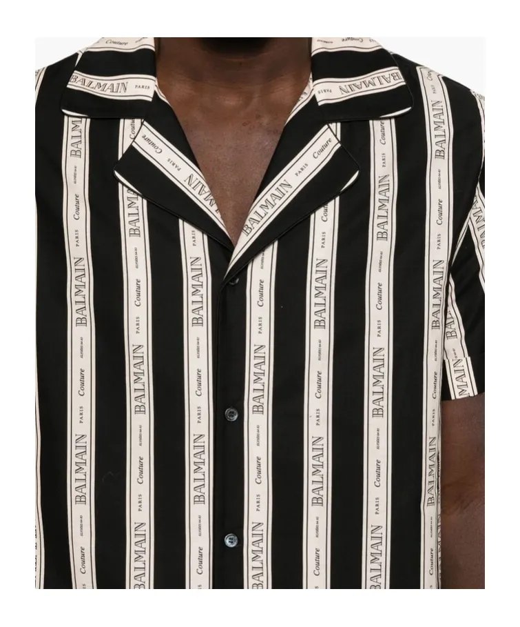 Striped Collared Short-Sleeved Shirt