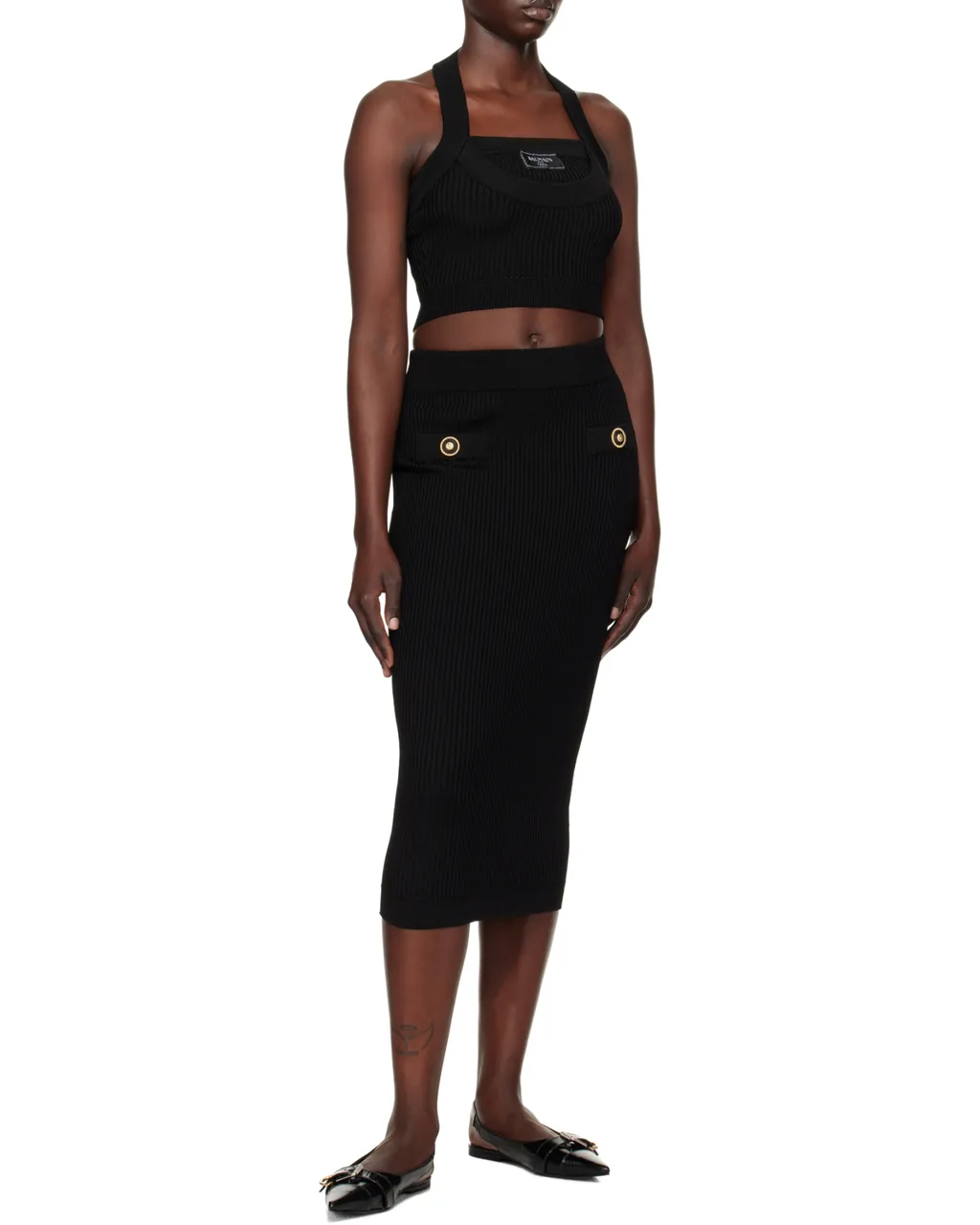Ribbed Knit Halterneck Top