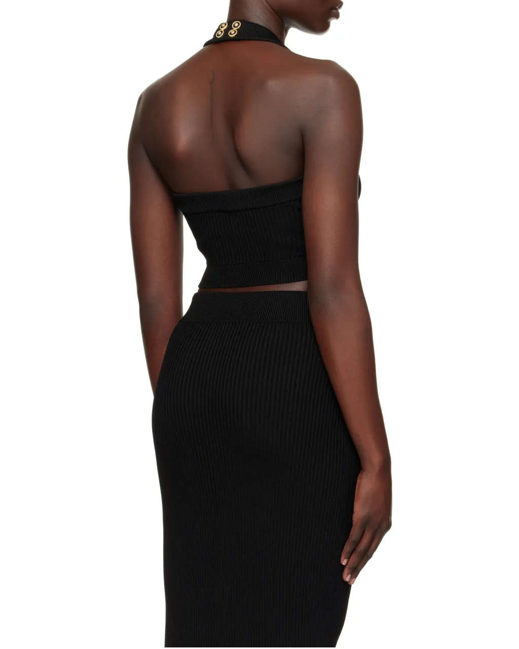 Ribbed Knit Halterneck Top